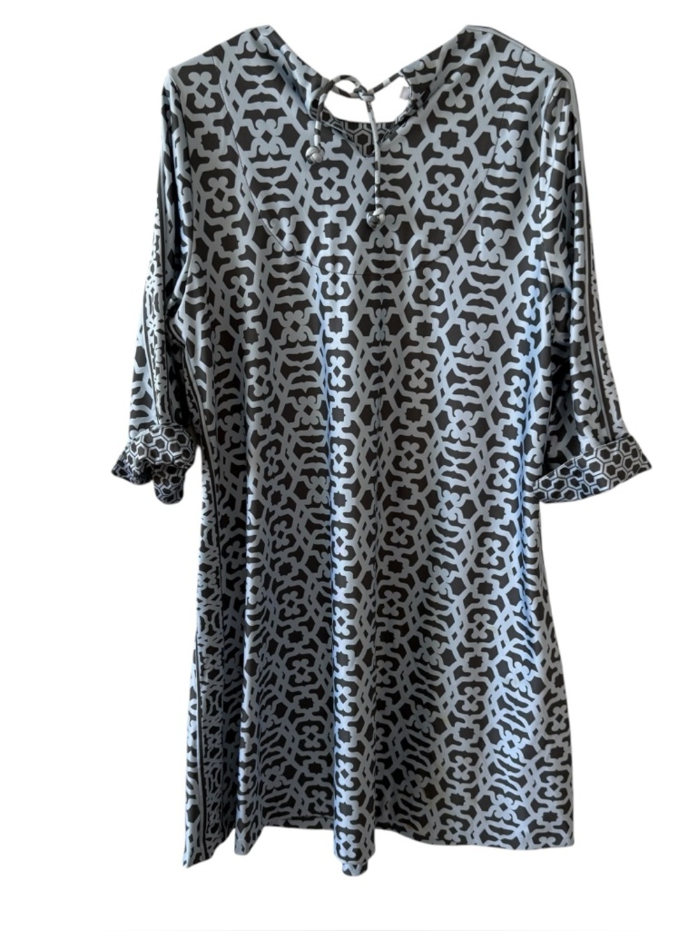 Gretchen Scott Blue Jersey Ikat Sz XL Pullover Shift Stretch